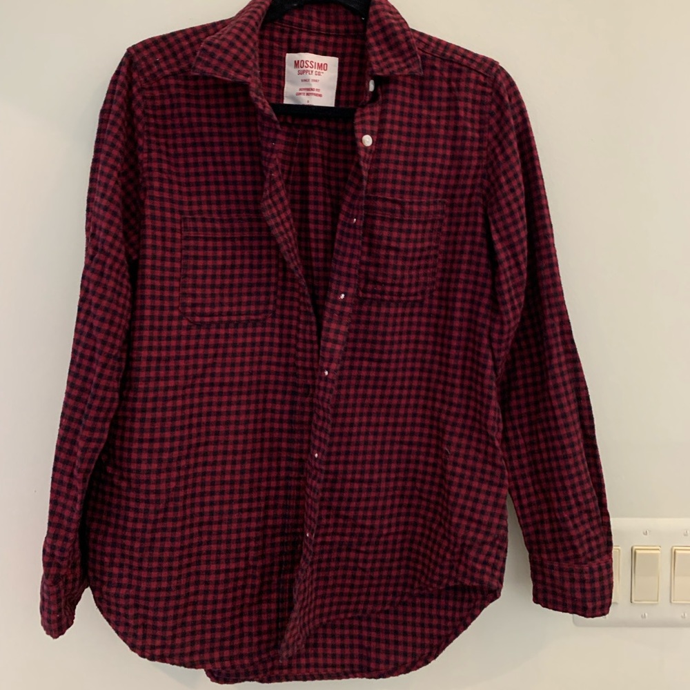 Red and black plaid boyfriend flannel